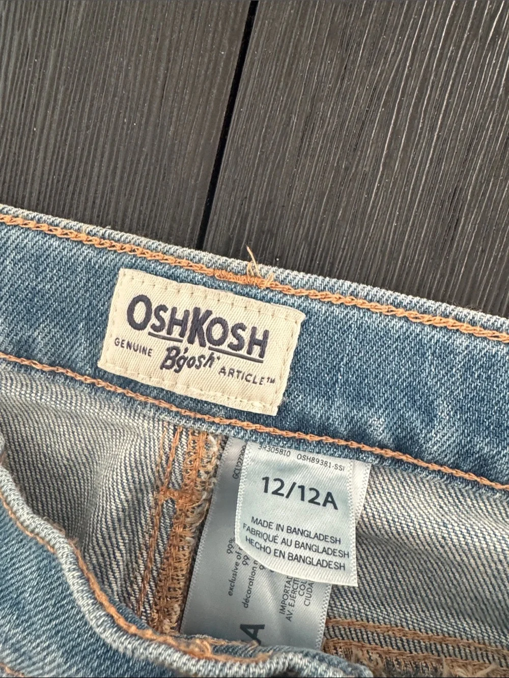 OshKosh B’gosh Flare Girls Jeans Adjustable Waist Light Wash Seam Bell Bottom 12